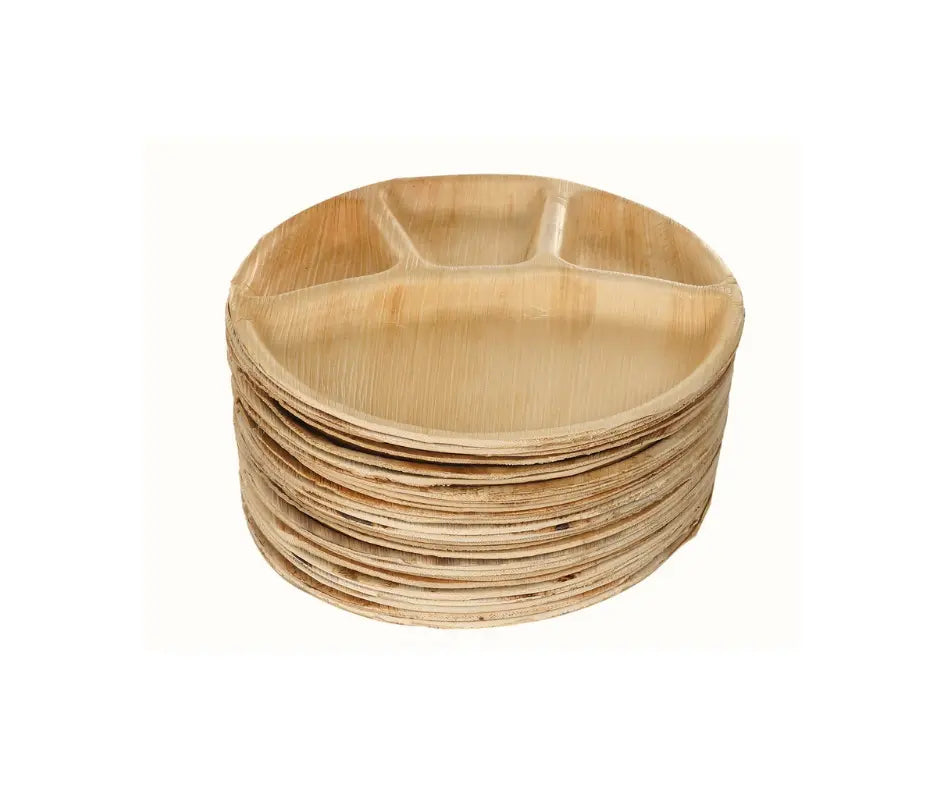 12″ 4 compartment palm leaf plates for catering UK