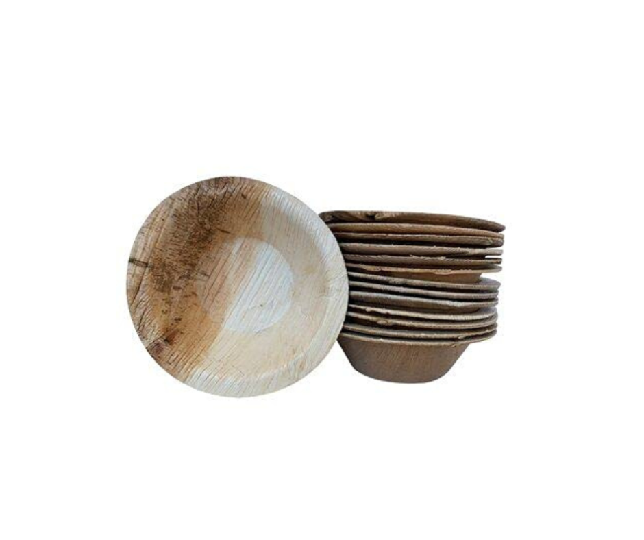 5" (12 cm) Round Palm Leaf Dessert Bowls Yelai EcoTact