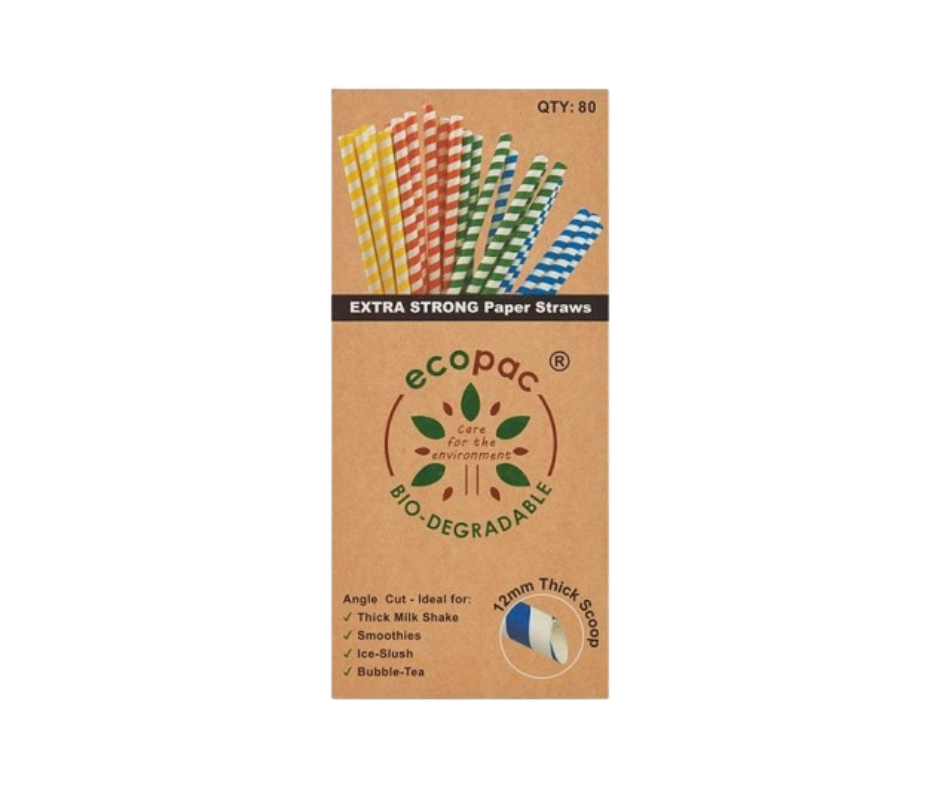 Extra Strong Paper 12mm Straws - Pack of 80 Yelai EcoTact