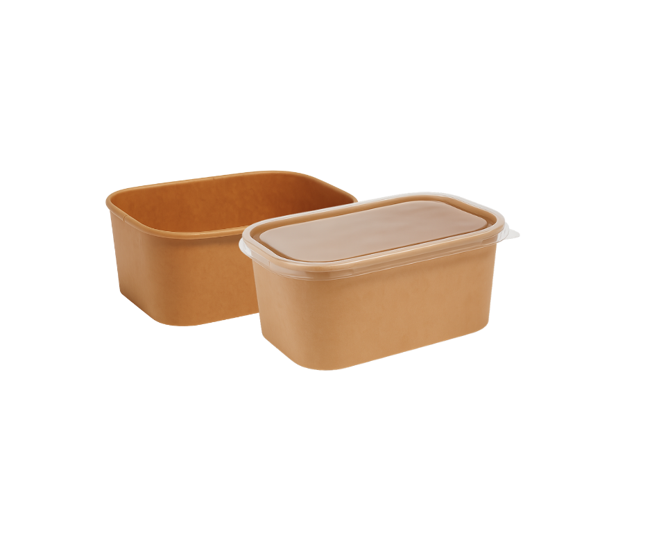 1000ml Rectangular Kraft Bowl Yelai EcoTact
