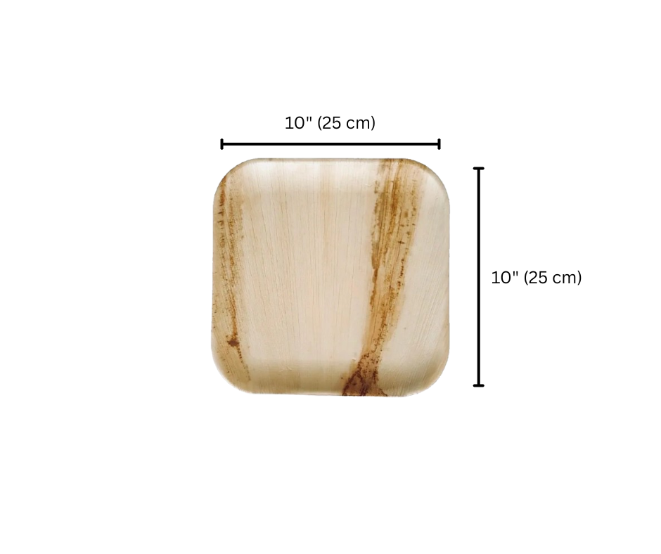 Eco-Friendly 10″ (25 cm) Compostable Square Palm Leaf Plates Yelai EcoTact