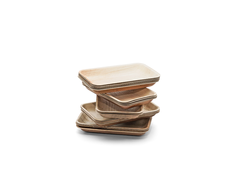 10''x6'' Rectangular Palm Leaf Serving Trays Yelai EcoTact