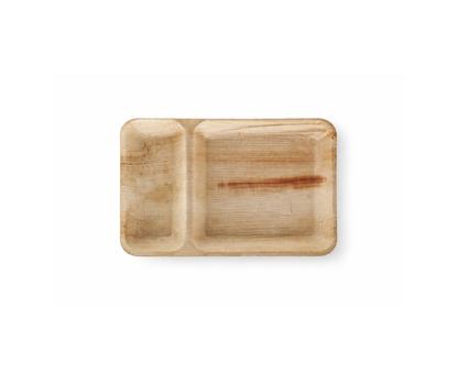 11''x7'' Two Compartment Palm Leaf Plates – Disposable Biodegradable Serving Plates Eco Tabelware