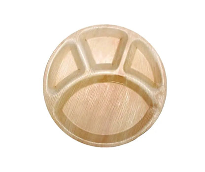 12″ (30 cm) 4 Compartment Palm Leaf Plates – Compostable Yelai EcoTact