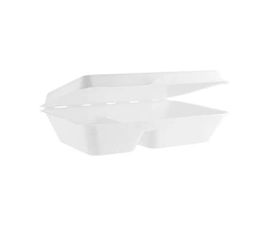 9 x 6″ Bagasse 2 Compartment Lunch Box Yelai EcoTact