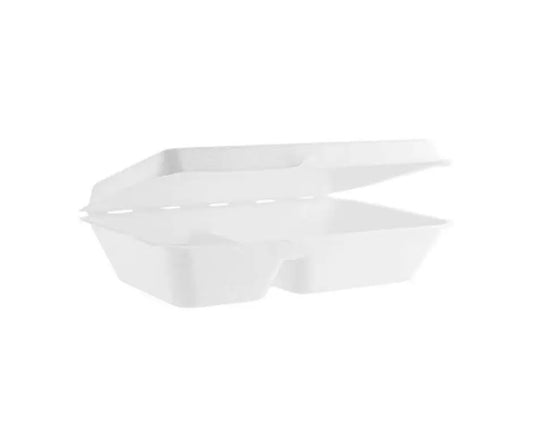 9 x 6″ Bagasse 2 Compartment Lunch Box Yelai EcoTact