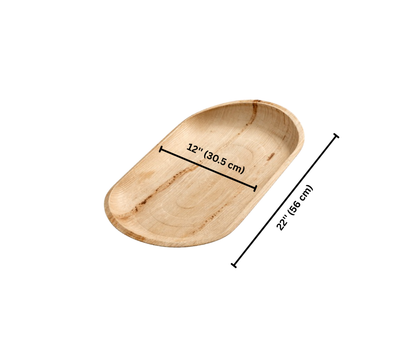 22" x 12" Oval Extra Large Disposable Palm Leaf Wooden Platter Tray Yelai EcoTact