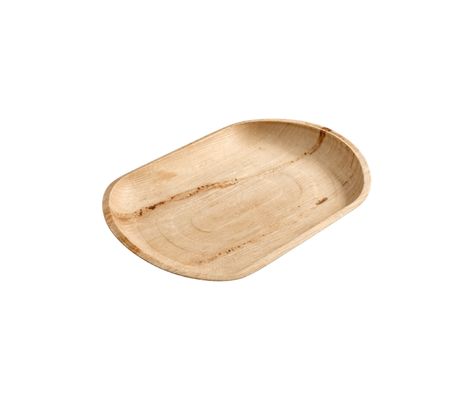 22" x 12" Oval Extra Large Disposable Palm Leaf Wooden Platter Tray Yelai EcoTact
