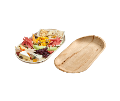 22" x 12" Oval Extra Large Disposable Palm Leaf Wooden Platter Tray Yelai EcoTact