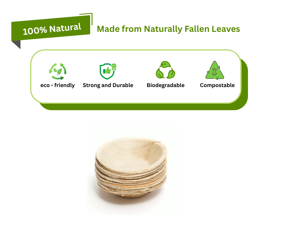 4″ Round Palm Leaf Bowls | Eco-Friendly & Biodegradable Yelai EcoTact
