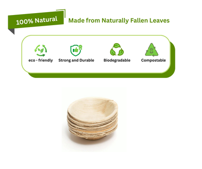 4″ Round Palm Leaf Bowls | Eco-Friendly & Biodegradable Yelai EcoTact
