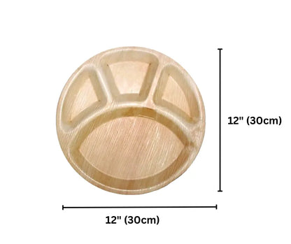 12″ 4 compartment palm leaf plates for catering UK