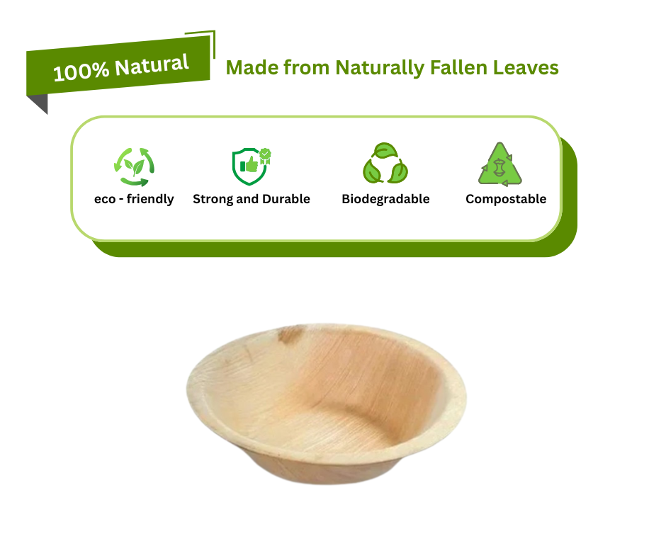 5" (12 cm) Round Palm Leaf Dessert Bowls Yelai EcoTact