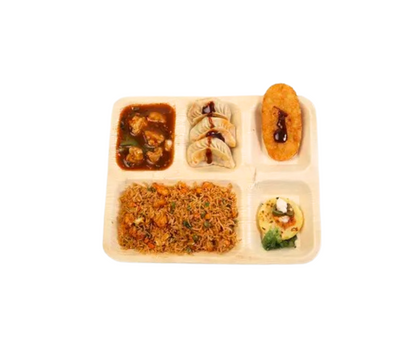 5-Compartment Palm Leaf Plates | Natural, Biodegradable & Sturdy Yelai EcoTact
