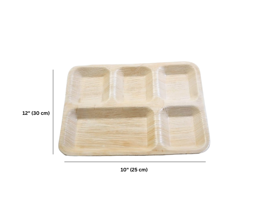 5-Compartment Palm Leaf Plates | Natural, Biodegradable & Sturdy Yelai EcoTact