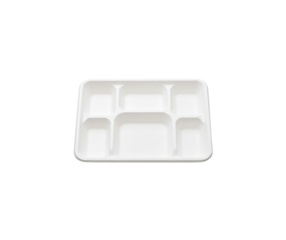 Large 6 Compartment Deep Bagasse Plates | Disposable Compostable Food Trays Eco Tabelware