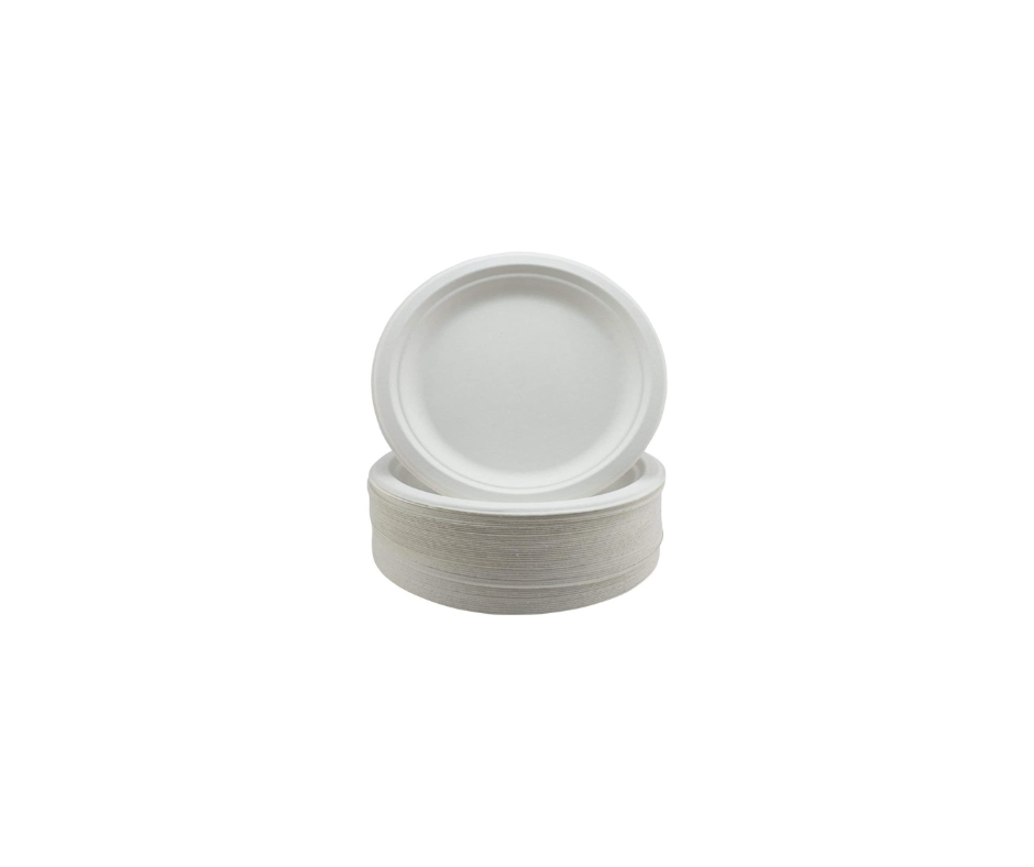 6” Small Round Sugarcane Plates | Compostable Bagasse Disposable Plates UK Eco Tabelware