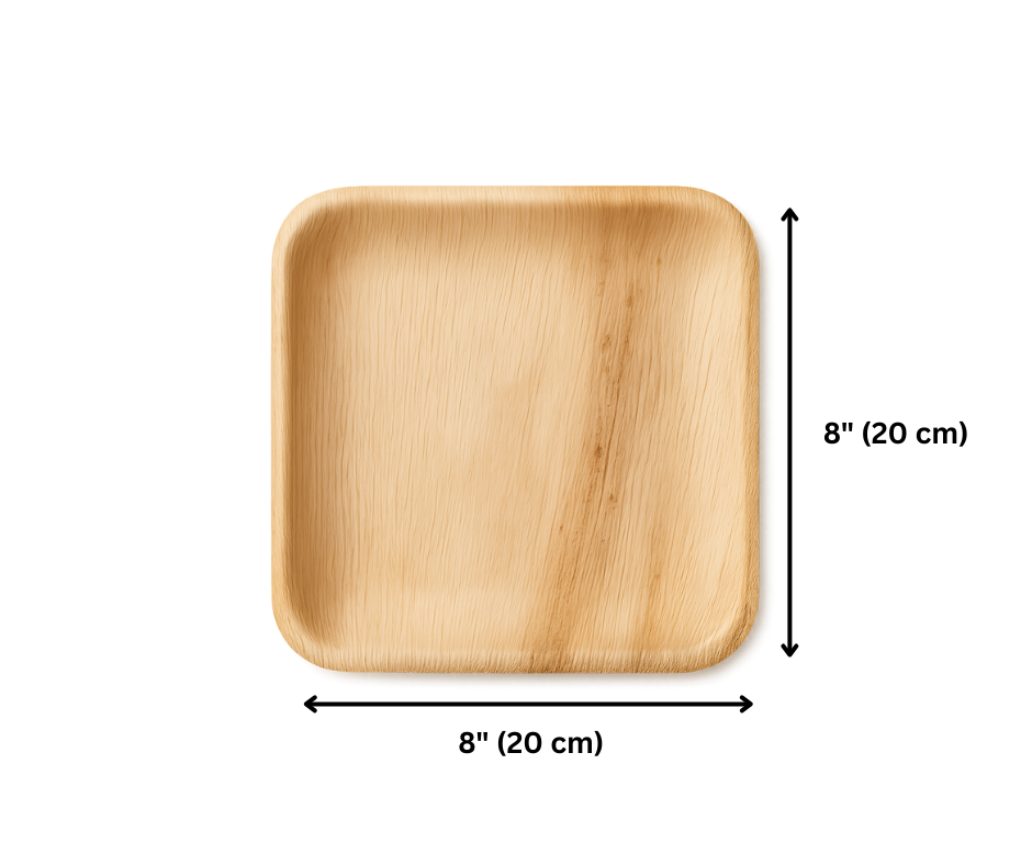 8" (20 cm) Square Palm Leaf Plates | Eco Disposable Plates UK Yelai EcoTact
