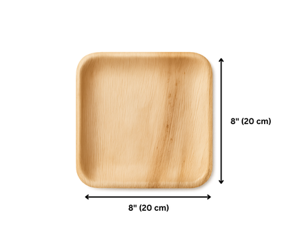 8" (20 cm) Square Palm Leaf Plates | Eco Disposable Plates UK Yelai EcoTact