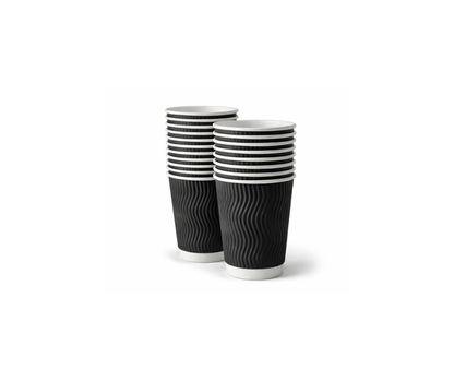 8oz Black Ripple Paper Cups (225ml) – Insulated Disposable Coffee Cups Yelai EcoTact