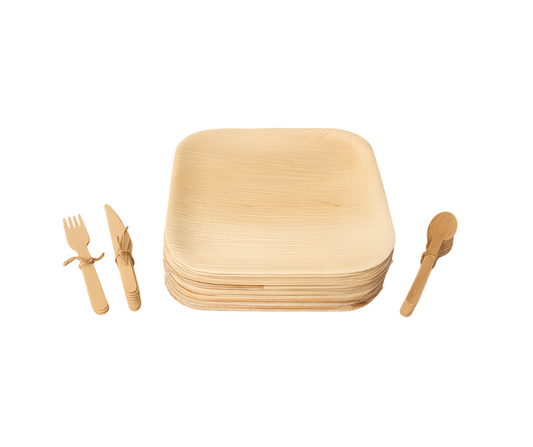 Basic Party Pack Square Plates and Cutlery Yelai EcoTact