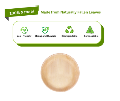 Eco-Friendly 10″ (25 cm) Compostable Palm Leaf Shallow Round Plates Yelai EcoTact