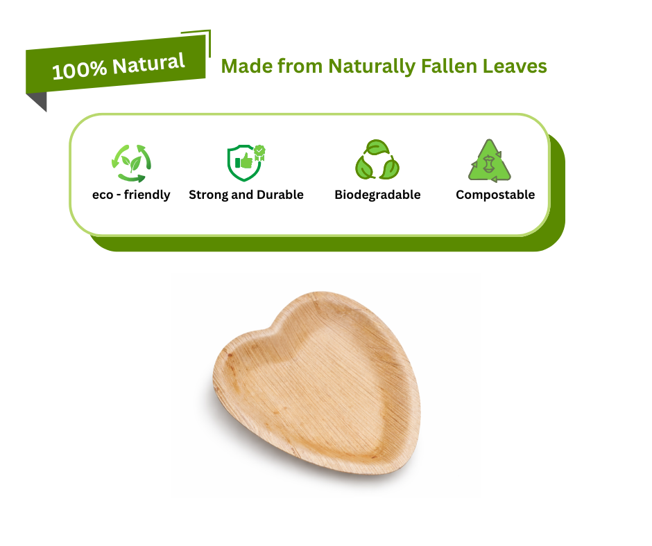 Heart-Shaped Palm Leaf Plate – 6" (16cm) | Eco-Friendly Disposable Tableware Yelai EcoTact