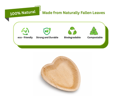 Heart-Shaped Palm Leaf Plate – 6" (16cm) | Eco-Friendly Disposable Tableware Yelai EcoTact