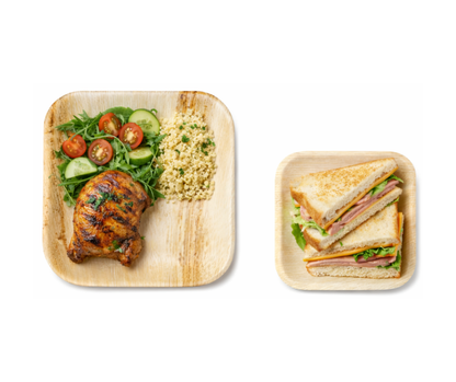 Palm leaf Square Plates 200 pack | 100 Large 10-inch Dinner Plates and 6-inch100 Small Appetizer Plates| for Dinner, Party & Wedding Eco Tableware