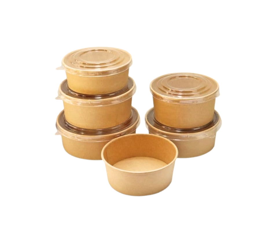 1000ml (32oz) Round Kraft Paper Bowls - Yelai EcoTact