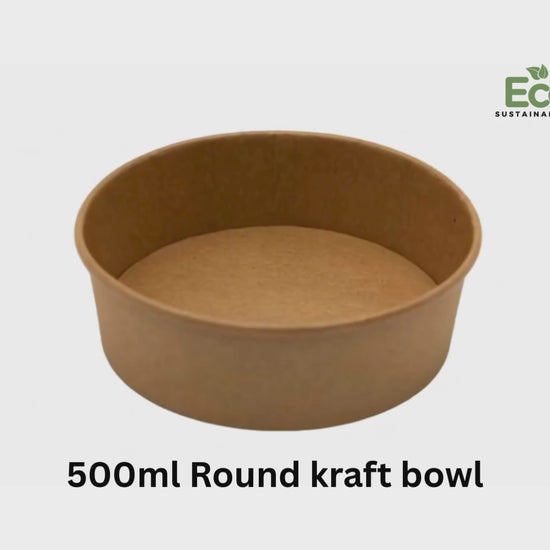 500ml round Kraft paper bowl, disposable and eco-friendly, takeaway food container